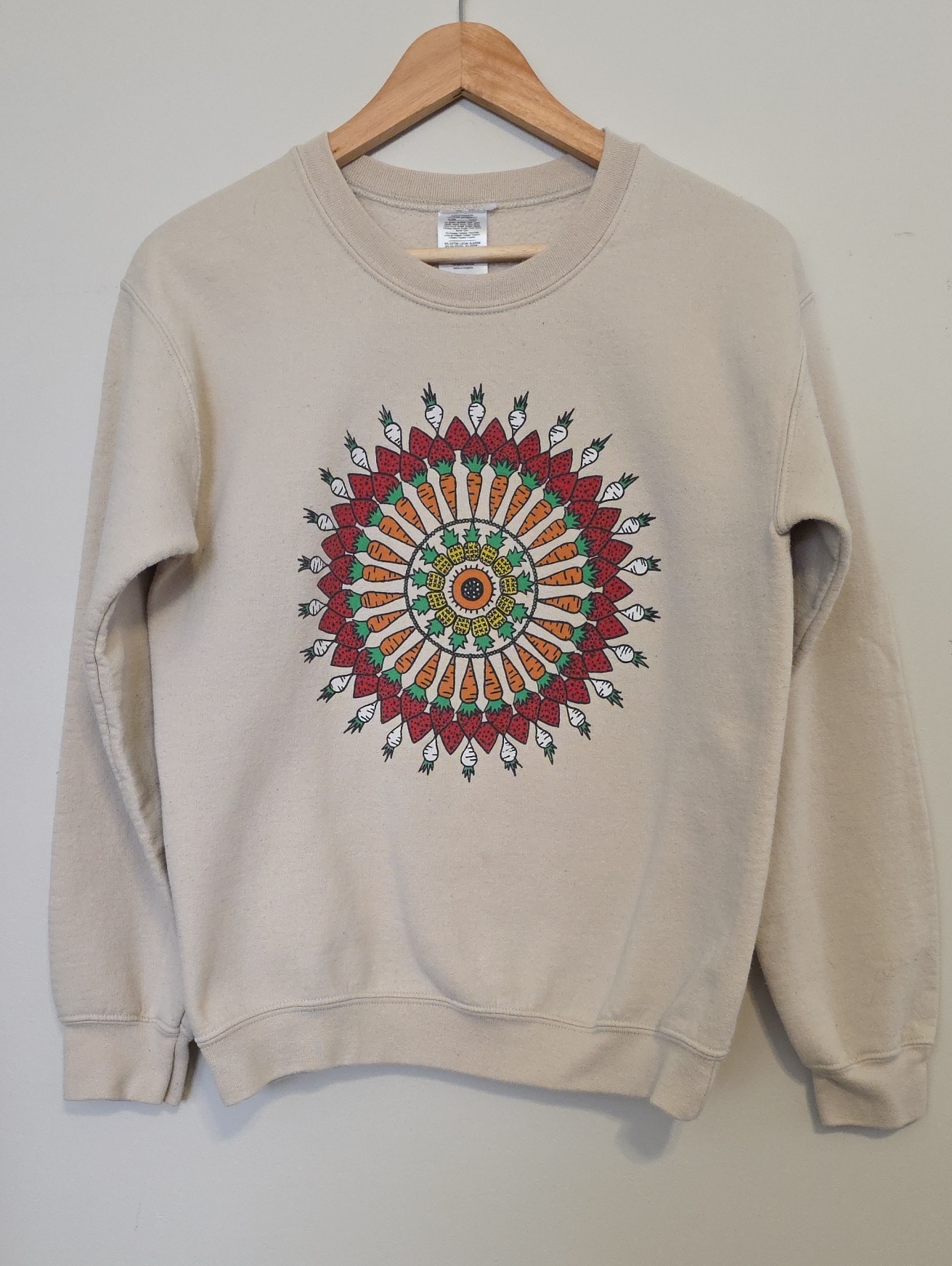 Gildan Cream Crewneck Sweatshirt Veggie Mandala